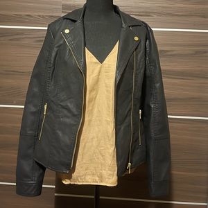 BACCINI Faux Leather Zip Up Jacket